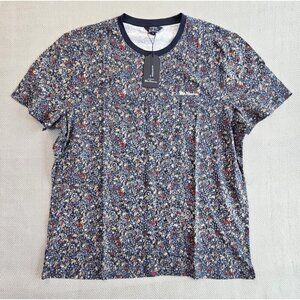 Ben Sherman Crew Neck Shirt Men's XXL NWT Navy Floral Short Sleeve BS12SK180